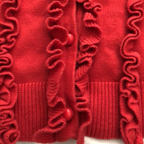 Pure Alfred Sung Red Cardigan with Ruffles! - Picture 7 of 14